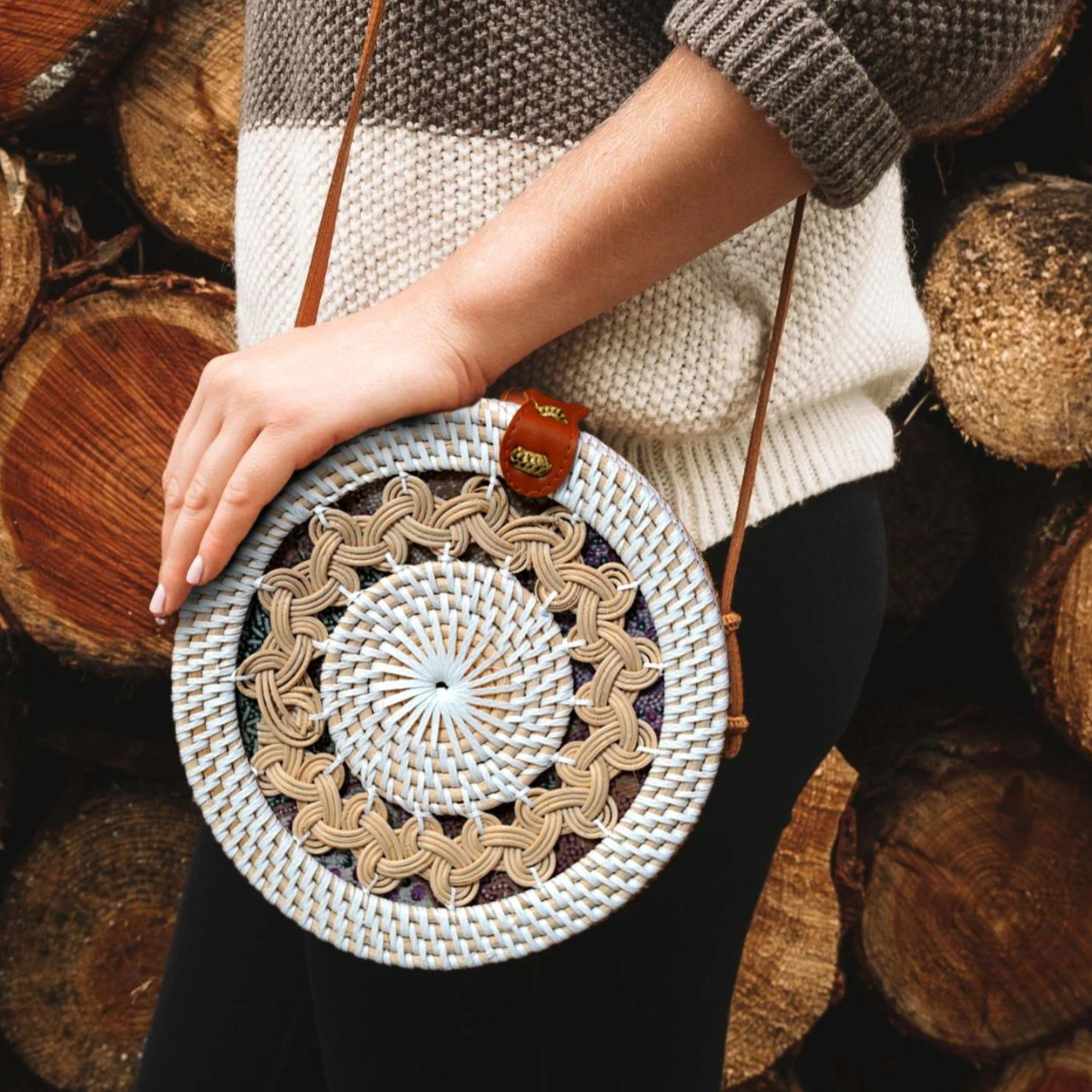 Natural Sophistication: Rattan Bag For Women by Sky Cashmere Bag 04